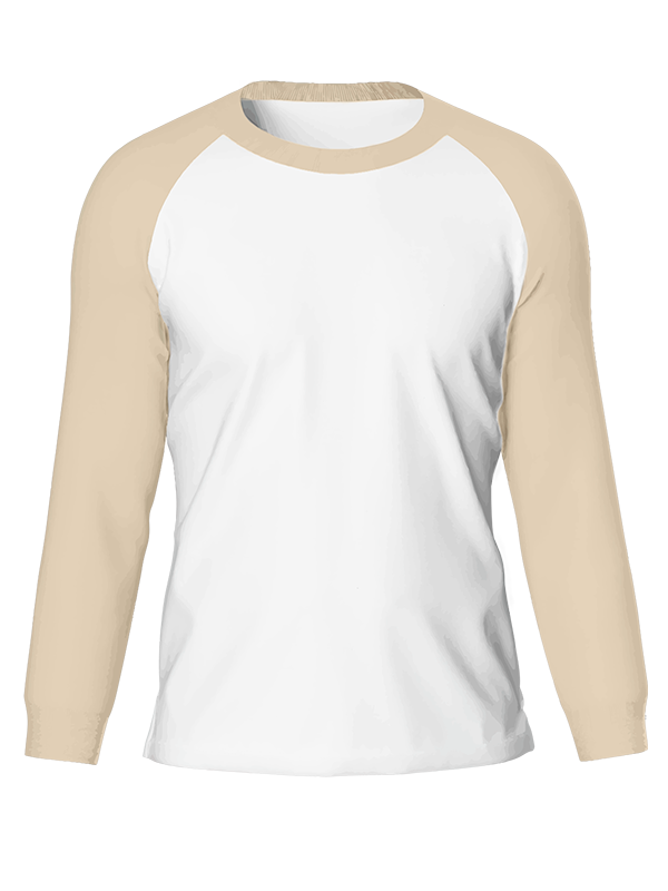 Мужской классический лонгслив реглан с бежевыми рукавами и белым телом
