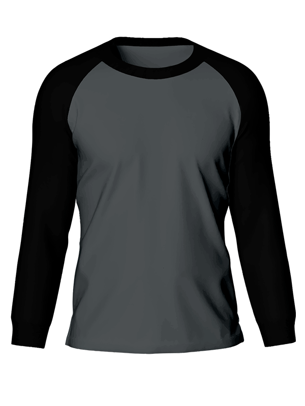 Мужской классический лонгслив реглан с чёрными рукавами и графитовым телом