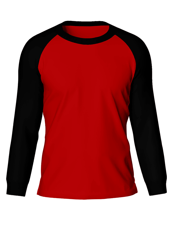 Мужской классический лонгслив реглан с чёрными рукавами и красным телом