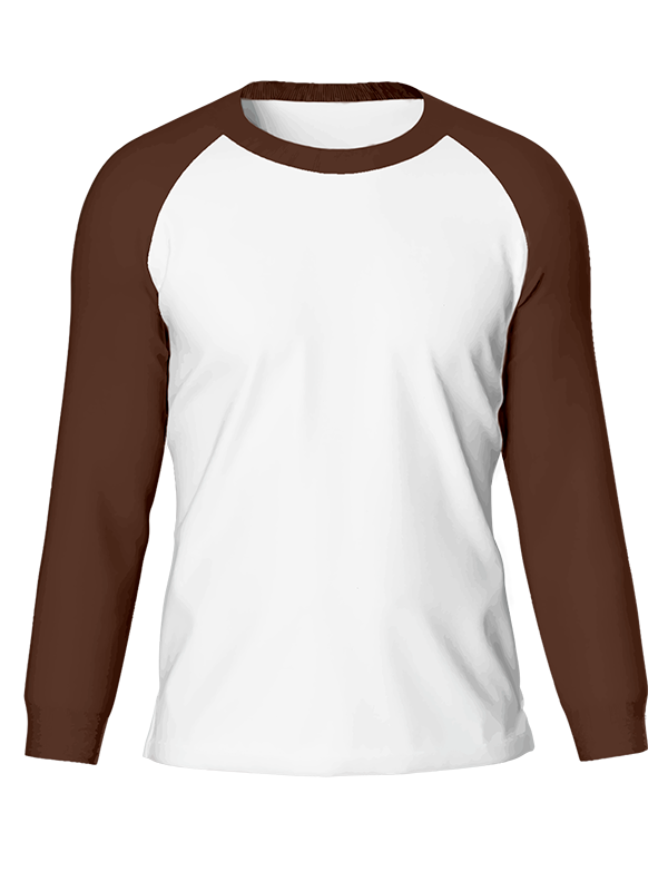 Мужской классический лонгслив реглан с шоколадными рукавами и белым телом