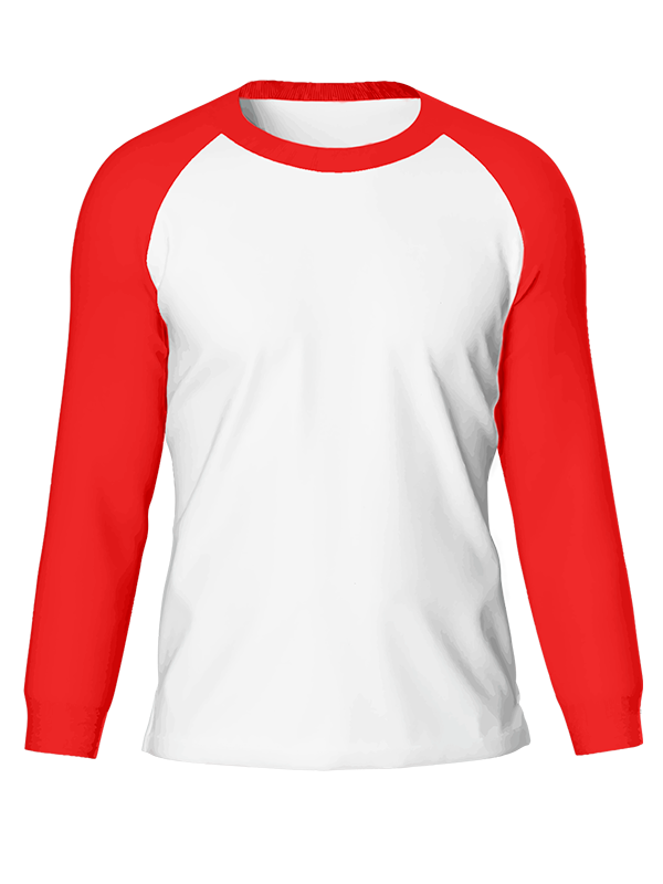 Мужской классический лонгслив реглан с коралловыми рукавами и белым телом