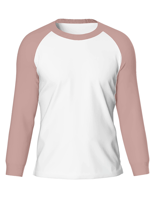 Мужской классический лонгслив реглан с пыльно-розовыми рукавами и белым телом