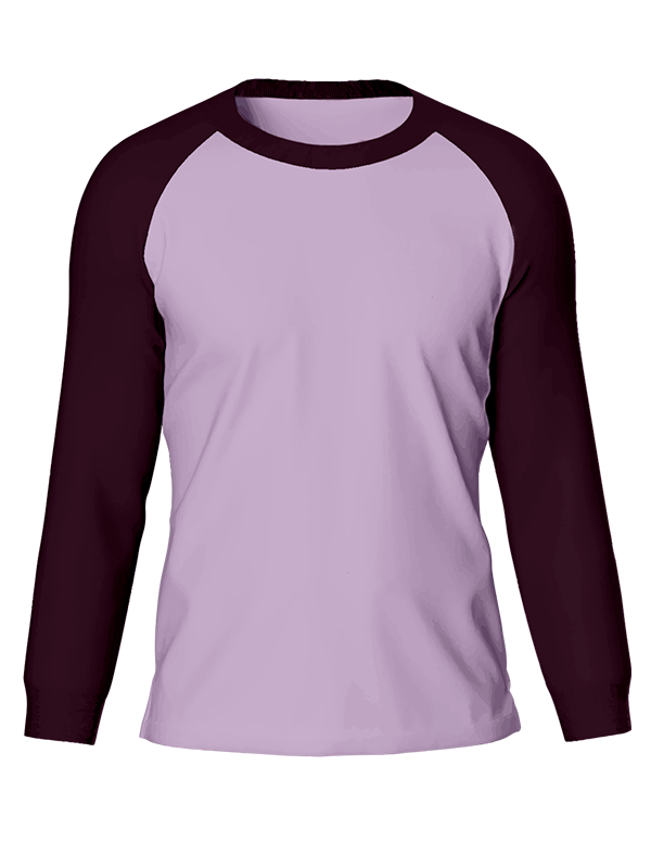 Мужской классический лонгслив реглан с баклажановыми рукавами и сиреневым телом