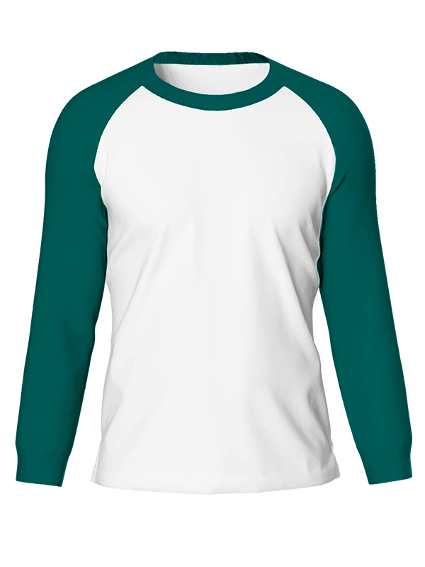 Мужской классический лонгслив реглан с изумрудными рукавами и белым телом