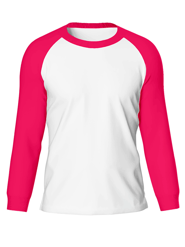 Мужская классическая лонгслив реглан с фуксия рукавами и белым телом