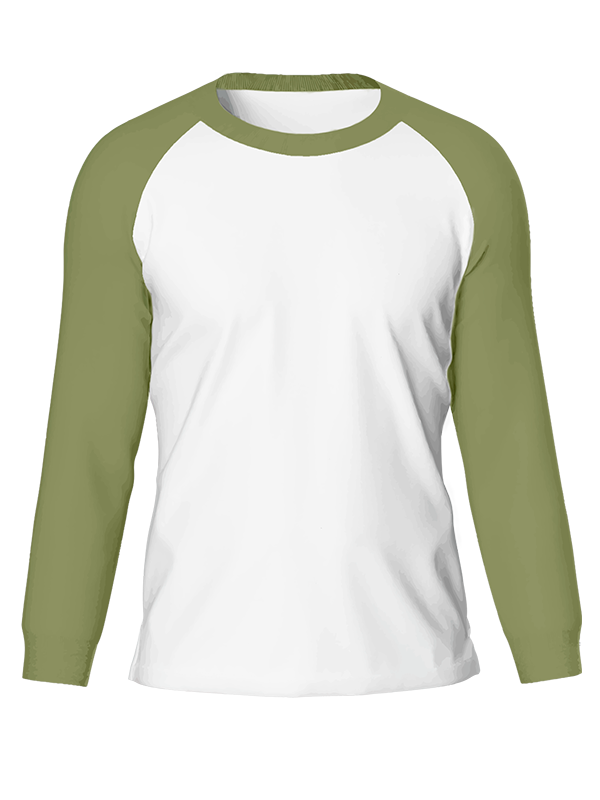 Мужской классический лонгслив реглан с хаки рукавами и белым телом