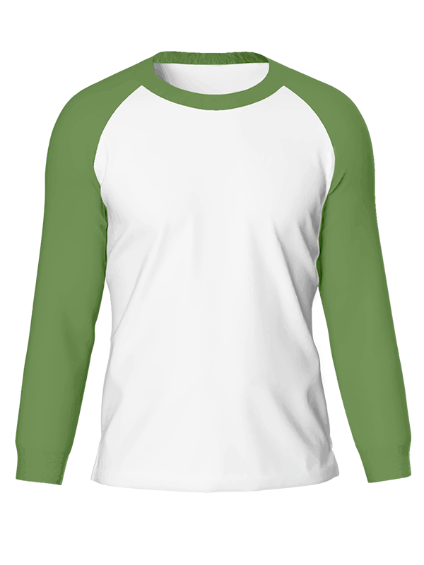 Мужской классический лонгслив реглан  с болотными рукавами и белым телом