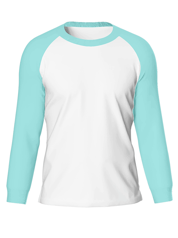 Мужской классический лонгслив реглан с мятными рукавами и белым телом