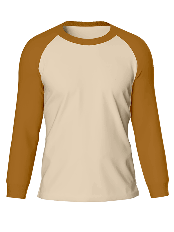 Мужской классический лонгслив реглан с горчичными рукавами и бежевым телом