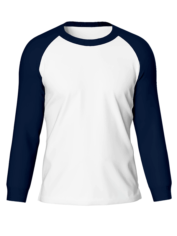 Мужской классический лонгслив реглан с тёмно-синими рукавами и белым телом