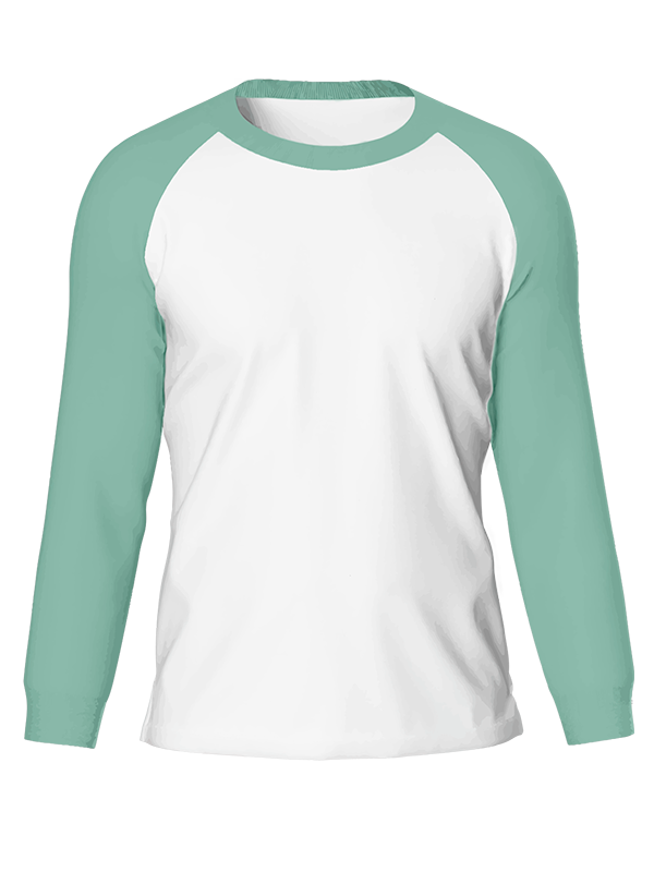 Мужской классический лонгслив реглан с аквамариновыми рукавами и белым телом