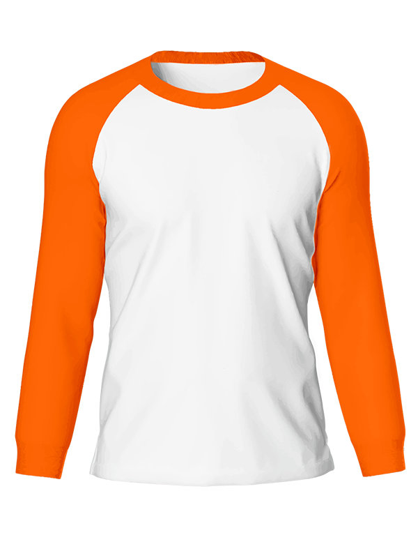 Мужской классический лонгслив реглан с оранжевыми рукавами и белым телом
