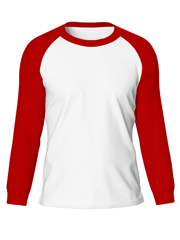 Мужской классический лонгслив реглан с красными рукавами и белым телом