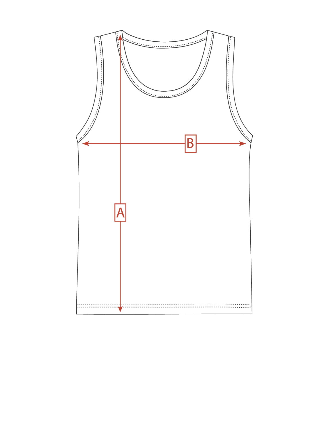 Размерная сетка мужской классической майки