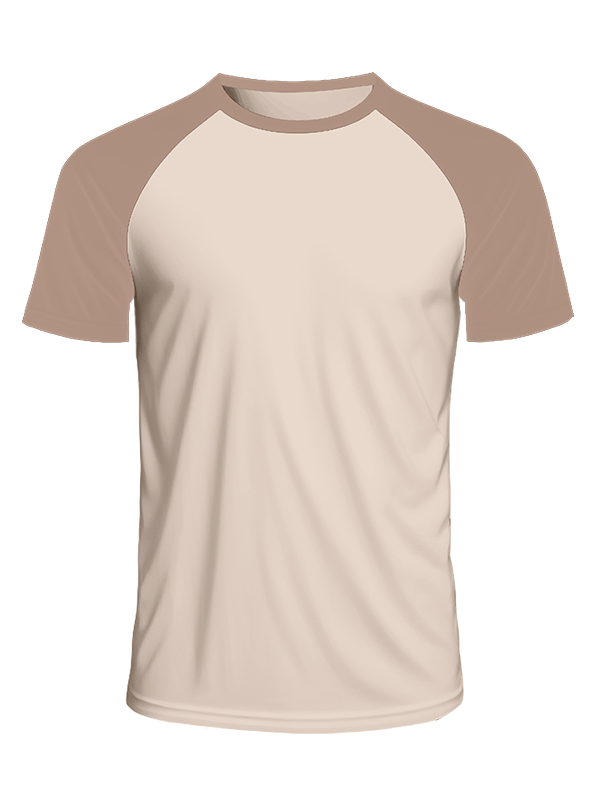 Мужская классическая футболка реглан с кофейными рукавами и серо-кремовым телом