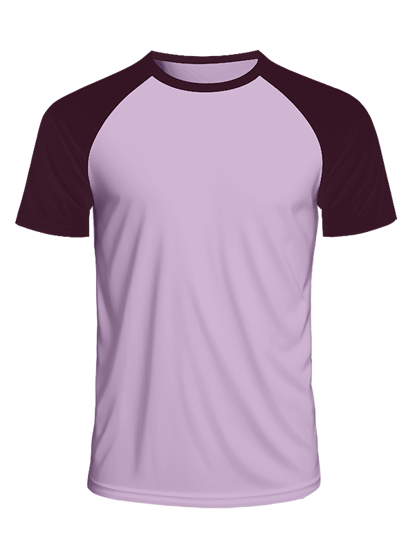 Мужская классическая футболка реглан с баклажановыми рукавами и сиреневым телом