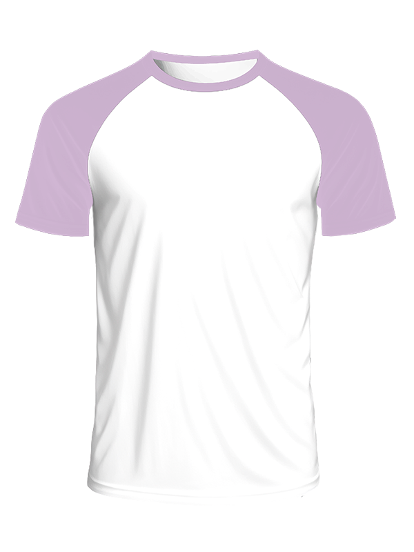 Мужская классическая футболка реглан с сиреневыми рукавами и белым телом