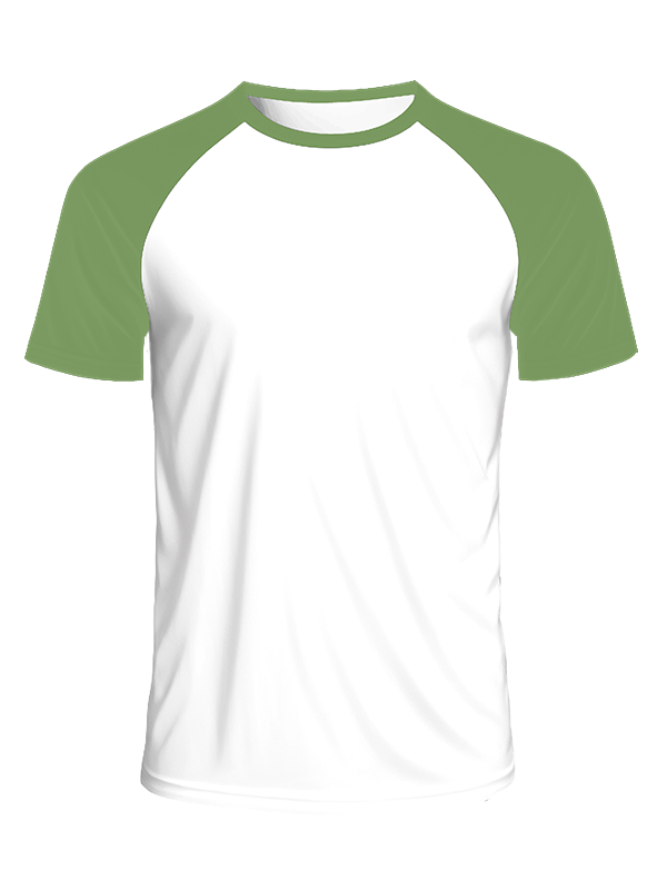 Мужская классическая футболка реглан  с болотными рукавами и белым телом