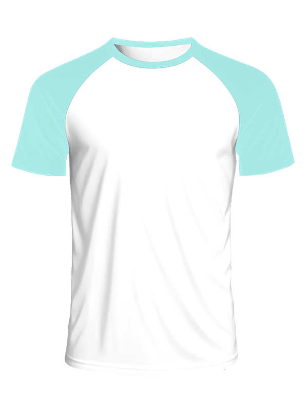 Мужская классическая футболка реглан с мятными рукавами и белым телом