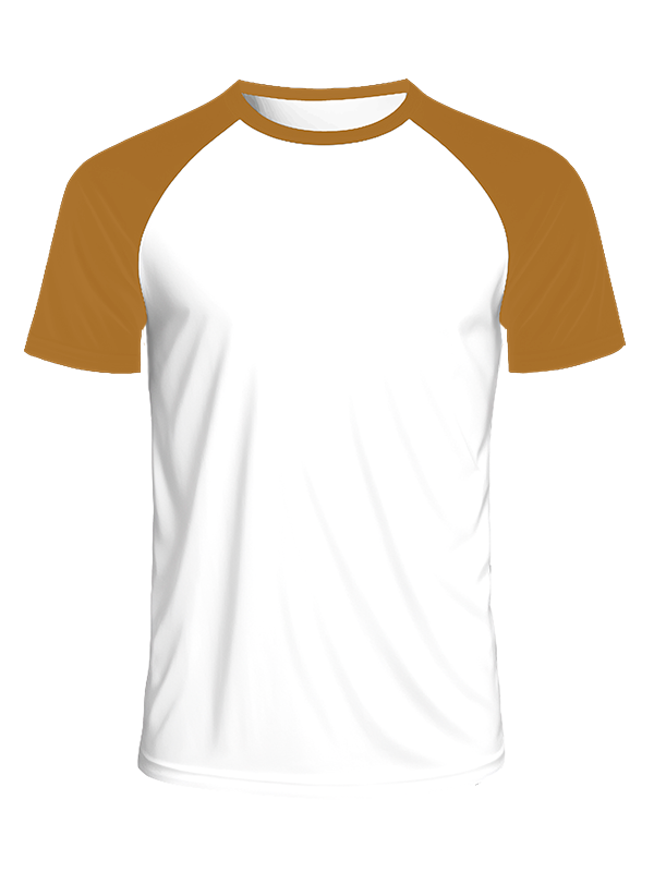 Мужская классическая футболка реглан с горчичными рукавами и белым телом