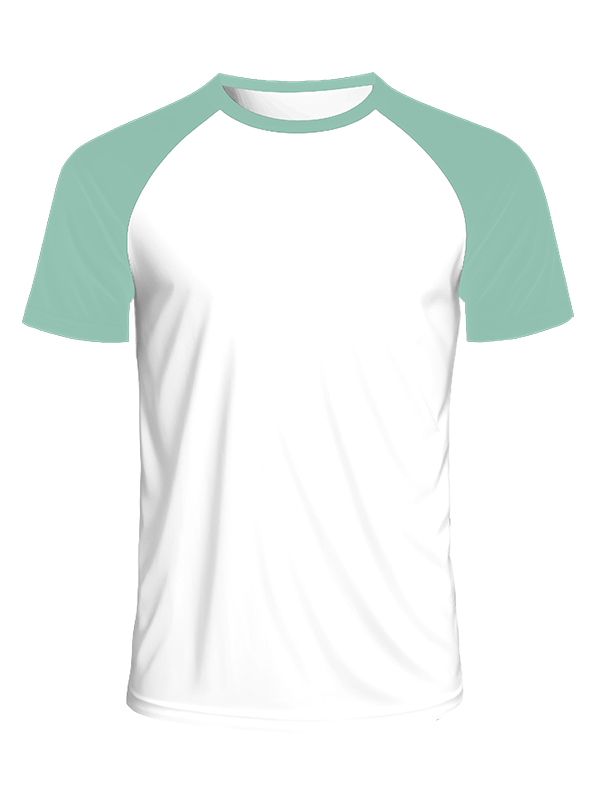 Мужская классическая футболка реглан с аквамариновыми рукавами и белым телом