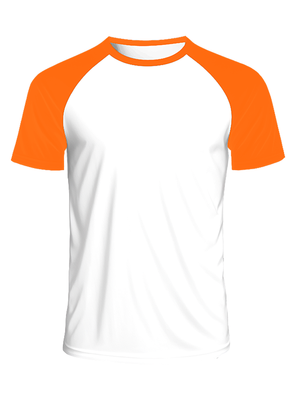 Мужская классическая футболка реглан с оранжевыми рукавами и белым телом