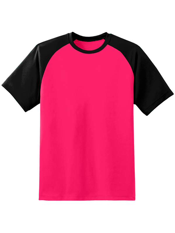 Мужская оверсайз футболка реглан с чёрными рукавами и фуксия телом