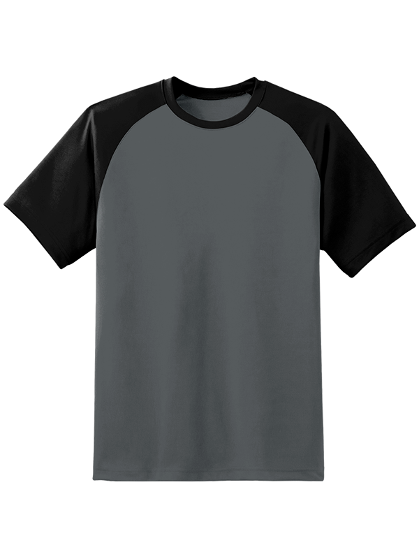 Мужская оверсайз футболка реглан с чёрными рукавами и графитовым телом