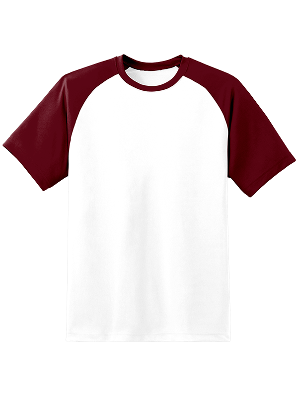 Мужская оверсайз футболка реглан с бордовыми рукавами и белым телом