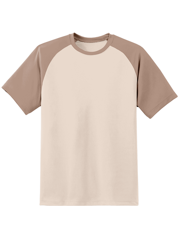Мужская классическая футболка реглан с кофейными рукавами и серо-кремовым телом