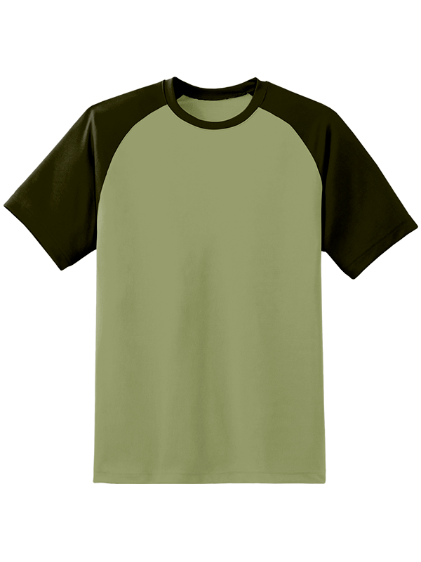 Мужская оверсайз футболка реглан с тёмно-зелеными рукавами и хаки телом