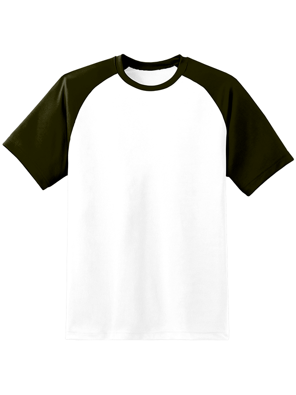 Мужская оверсайз футболка реглан с тёмно-зелеными рукавами и белым телом