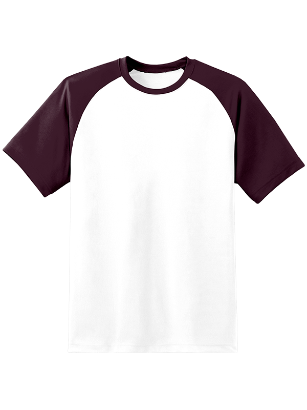 Мужская оверсайз футболка реглан с баклажановыми рукавами и белым телом