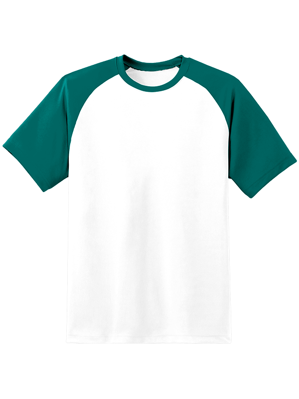 Мужская оверсайз футболка реглан с изумрудными рукавами и белым телом