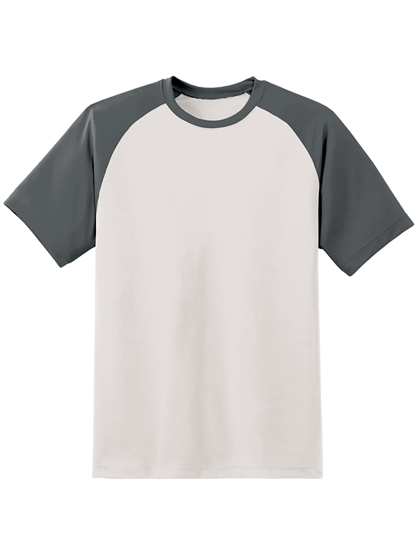 Мужская оверсайз футболка реглан с графитовыми рукавами и светло-серым телом