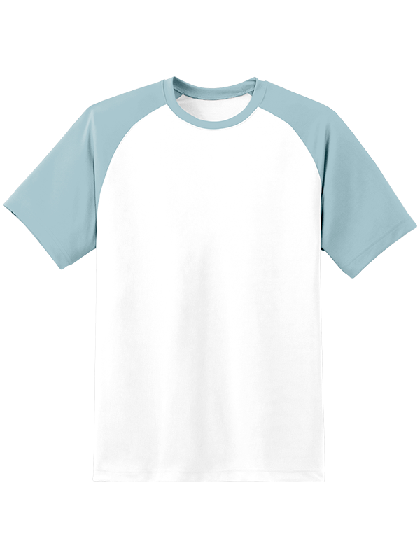 Мужская оверсайз футболка реглан с серо-голубыми рукавами и белым телом