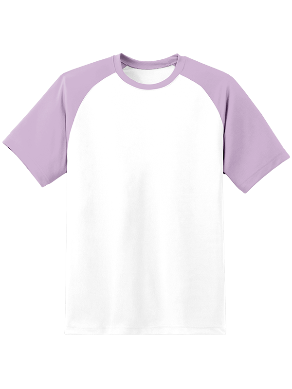 Мужская оверсайз футболка реглан с сиреневыми рукавами и белым телом