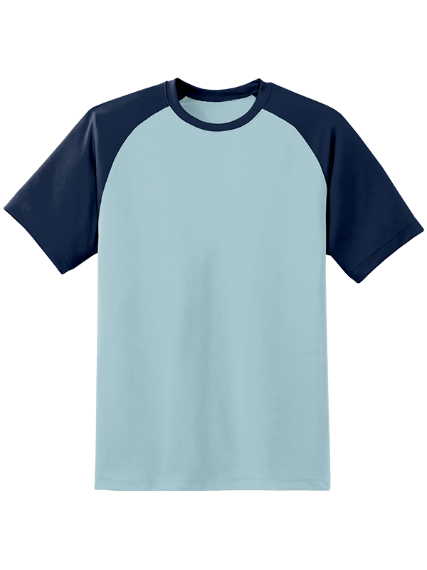 Мужская оверсайз футболка реглан с тёмно-синими рукавами и серо-голубым телом