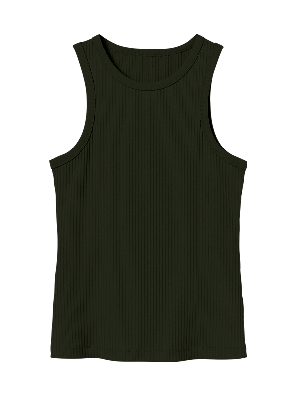 Женская классическая майка пыльно тёмно-зеленого цвета