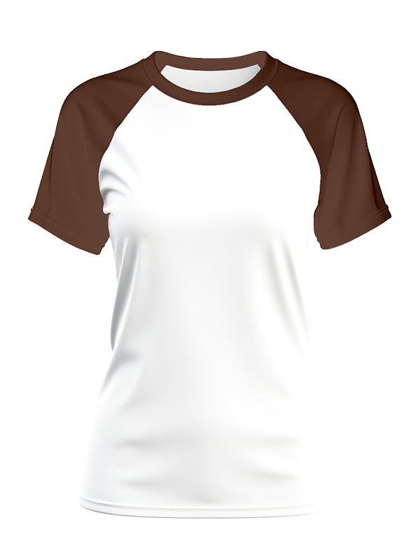 Женская классическая футболка реглан с шоколадными рукавами и белым телом