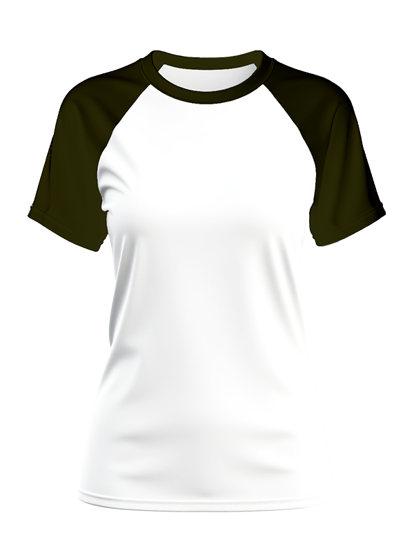 Мужская классическая футболка реглан с тёмно-зелеными рукавами и белым телом