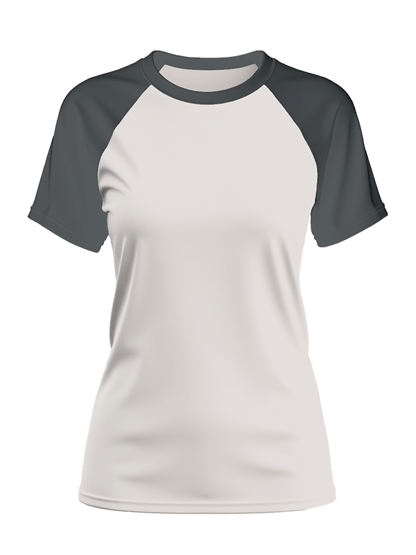 Женская классическая футболка реглан с графитовыми рукавами и светло-серым телом