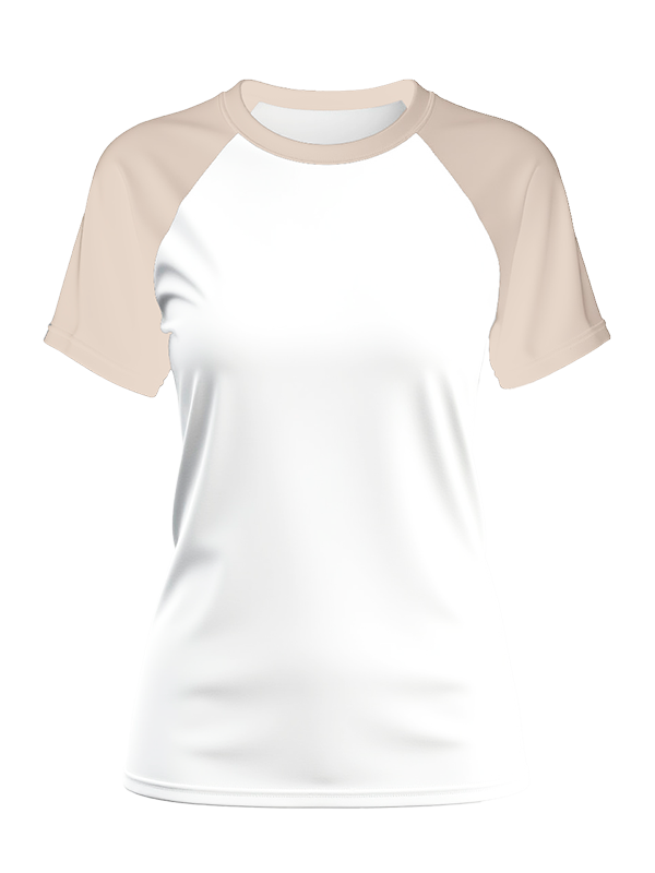 Женская классическая футболка реглан с серо-кремовыми рукавами и белым телом