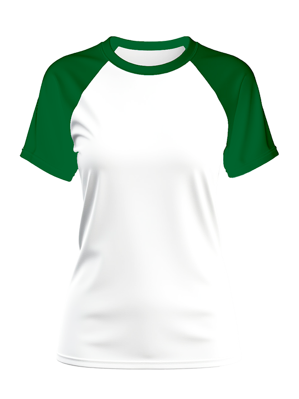 Женская классическая футболка реглан с рукавами и белым телом