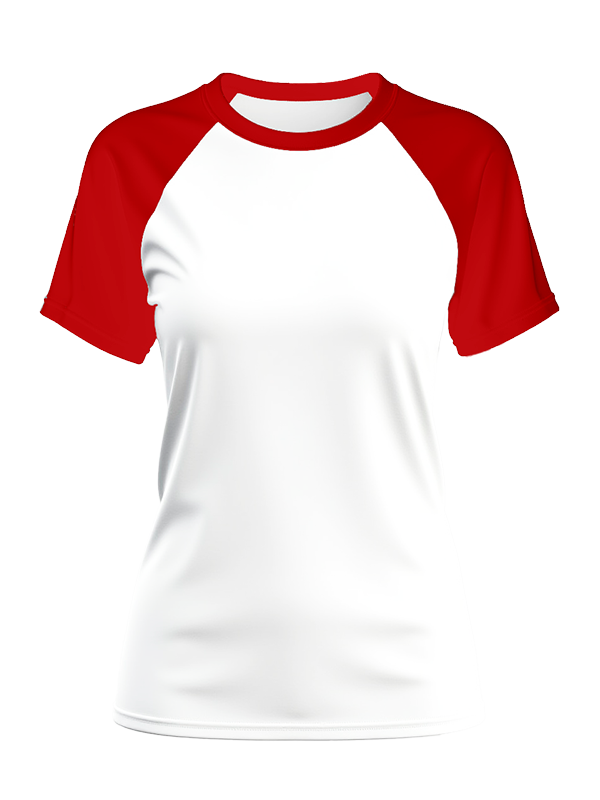 Женская классическая футболка с красными рукавами и белым телом