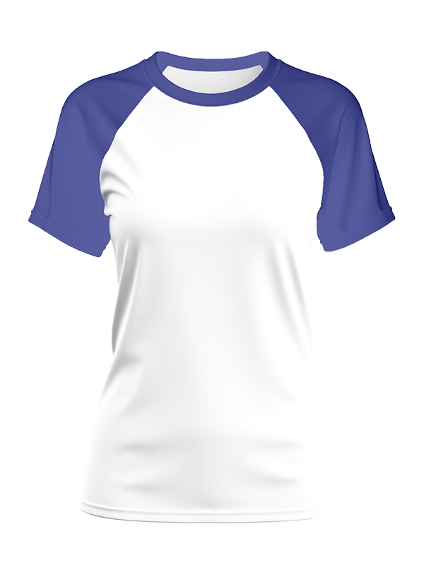 Женская классическая футболка реглан с вери-пери  рукавами и белым телом